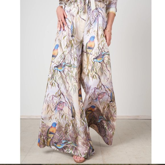 Zimmermann Wide Leg Patterned Trousers Candescent Wide Leg Pant - Parakeets - Picture 10 of 11